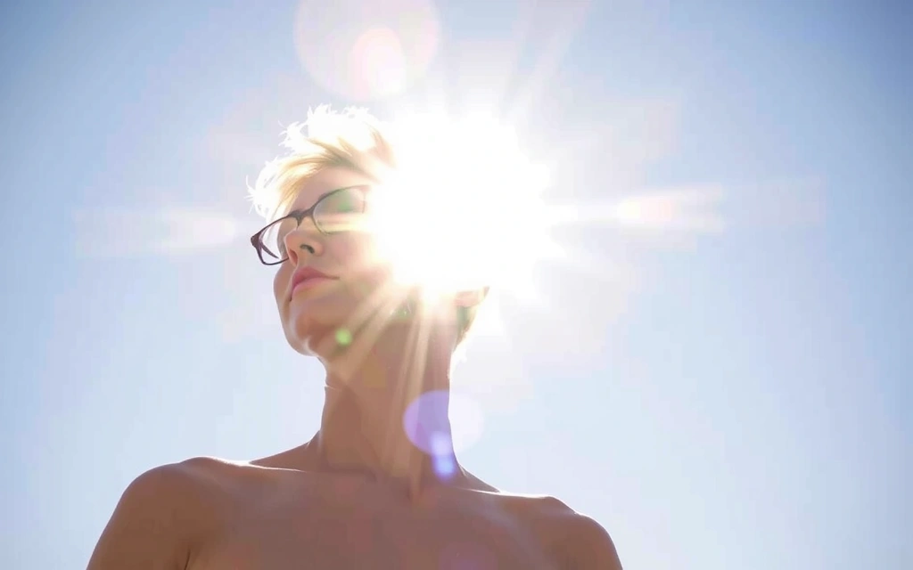 Ηλιαχτίδες πέφτουν σε ανθρώπινο δέρμα, συμβολίζοντας την παραγωγή Βιταμίνης D